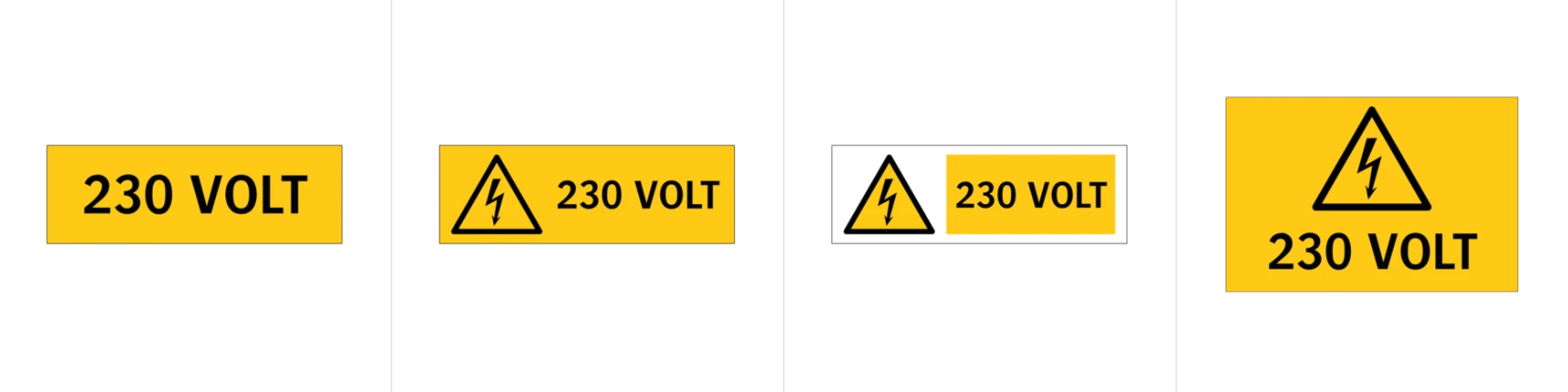 230 Volt skilt Stort Utvalg SignOnline