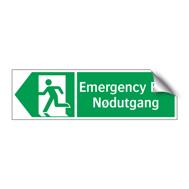 Emergency exit Nødutgang venstre & Emergency exit Nødutgang venstre