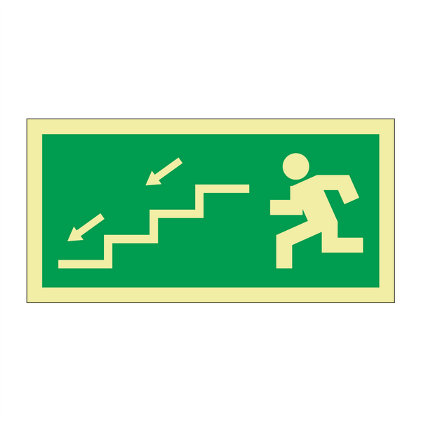Nødutgang trapp ned til venstre & Nødutgang trapp ned til venstre