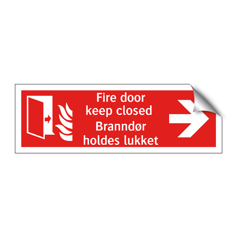 Fire door keep closed Branndør holdes lukket & Fire door keep closed Branndør holdes lukket