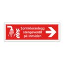 Sprinkleranlegg stengeventil på innsiden