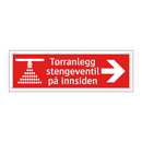 Tørranlegg stengeventil på innsiden
