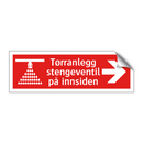 Tørranlegg stengeventil på innsiden