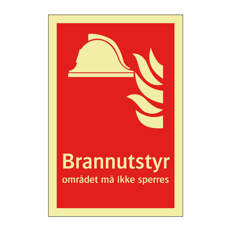Brannutstyr området må ikke sperres & Brannutstyr området må ikke sperres