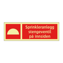 Sprinkleranlegg stengeventil på innsiden