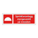 Sprinkleranlegg stengeventil på innsiden