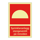 Sprinkleranlegg stengeventil på innsiden