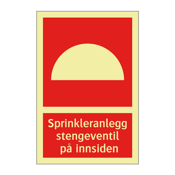 Sprinkleranlegg stengeventil på innsiden & Sprinkleranlegg stengeventil på innsiden