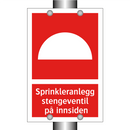 Sprinkleranlegg stengeventil på innsiden