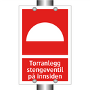 Tørranlegg stengeventil på innsiden