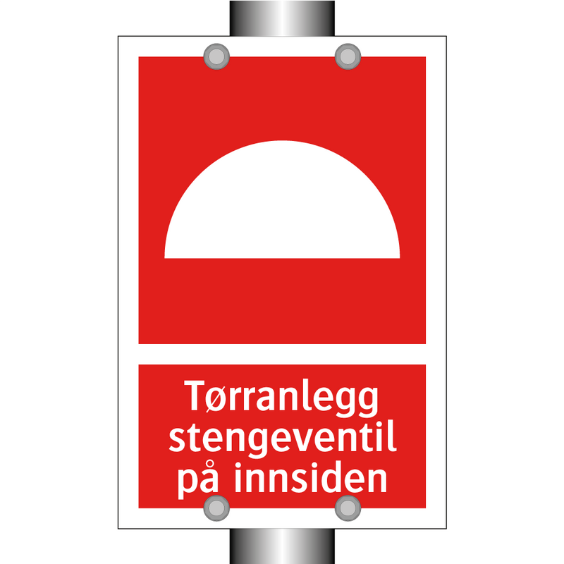 Tørranlegg stengeventil på innsiden
