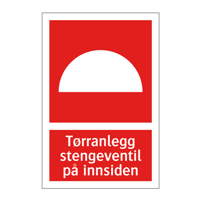 Tørranlegg stengeventil på innsiden