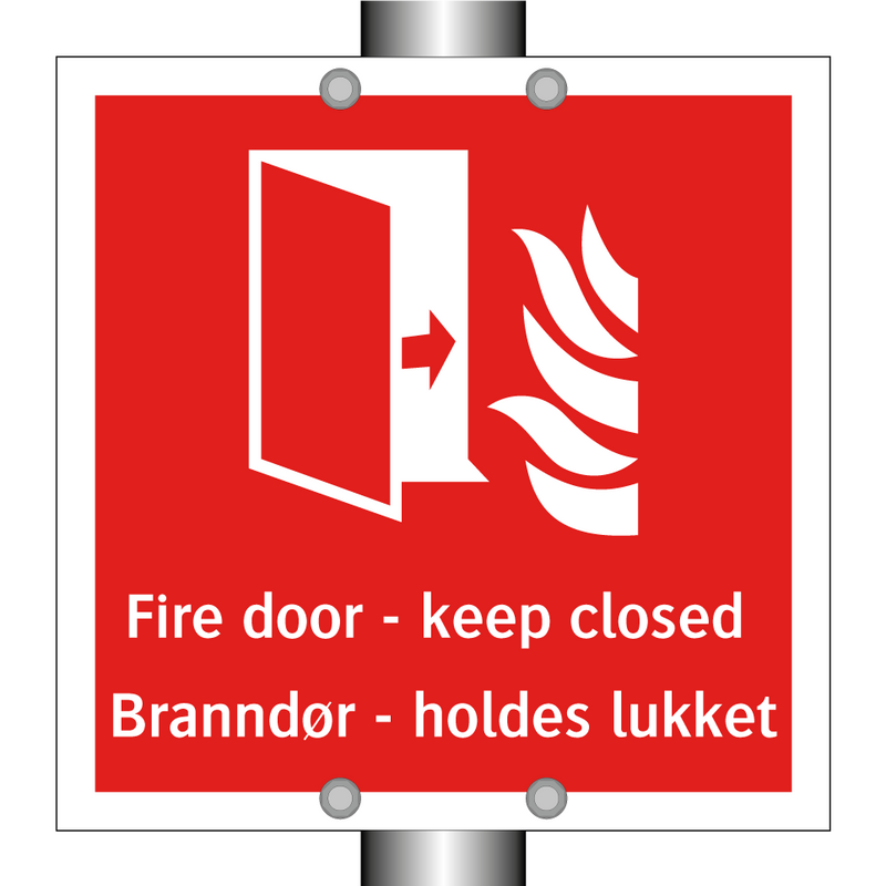 Fire door keep closed Branndør holdes lukket & Fire door keep closed Branndør holdes lukket