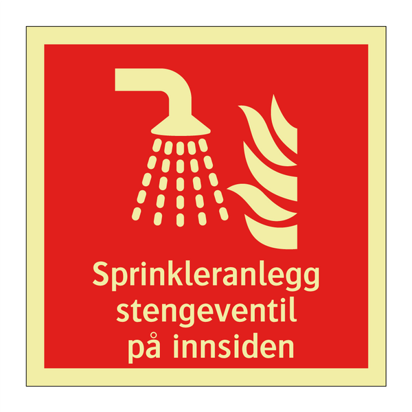 Sprinkleranlegg stengeventil på innsiden & Sprinkleranlegg stengeventil på innsiden