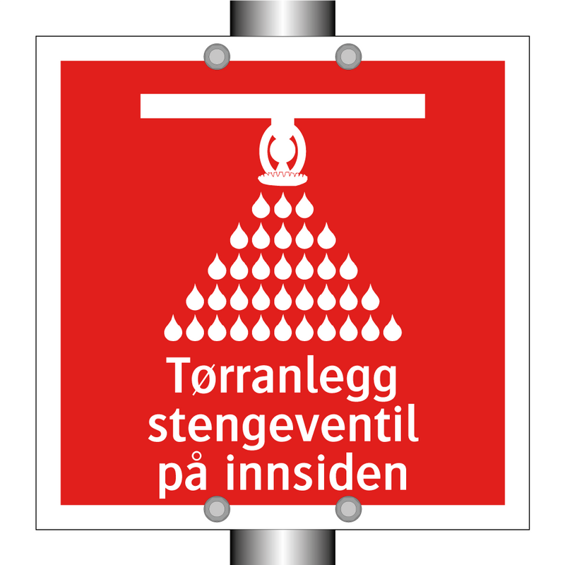 Tørranlegg stengeventil på innsiden