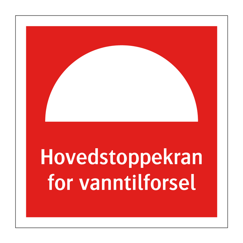 Hovedstoppekran for vanntilforsel