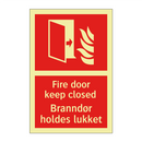 Fire door keep closed Branndør holdes lukket