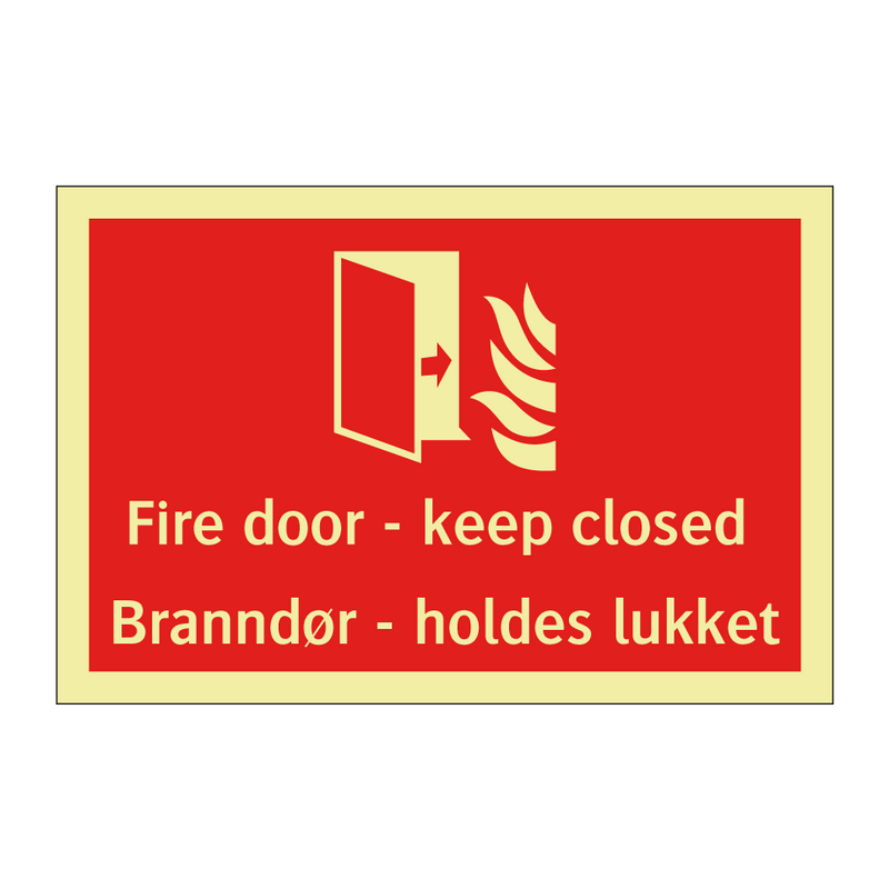 Fire door keep closed Branndør holdes lukket