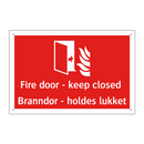 Fire door keep closed Branndør holdes lukket