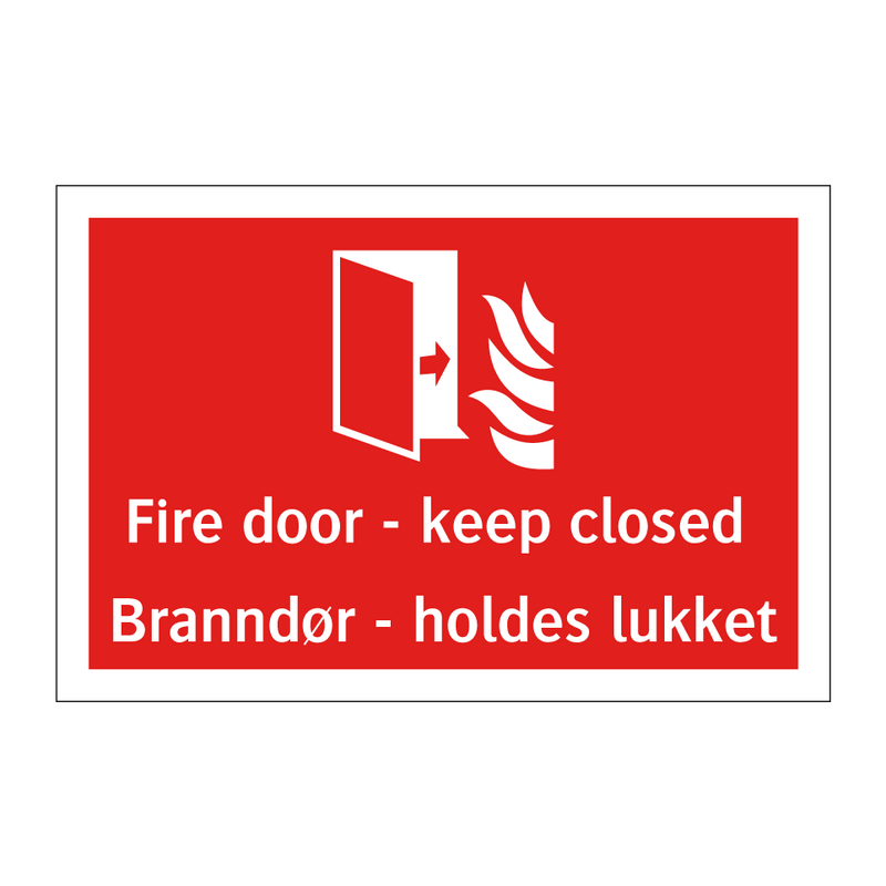 Fire door keep closed Branndør holdes lukket