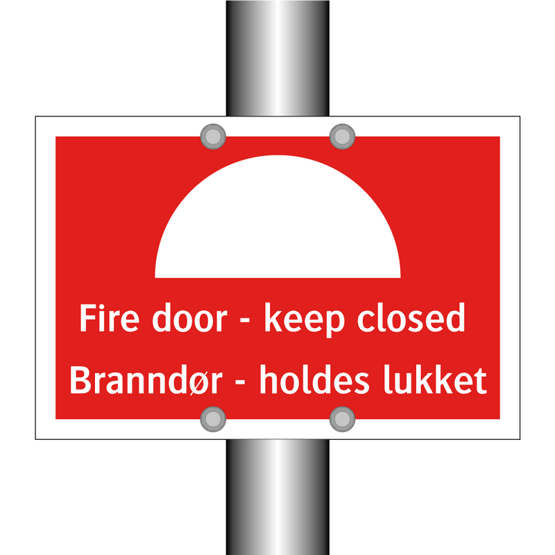 Fire door keep closed Branndør holdes lukket & Fire door keep closed Branndør holdes lukket