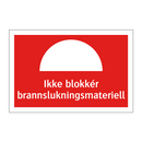 Ikke blokkér brannslukningsmateriell