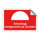 Tørranlegg stengeventil på innsiden
