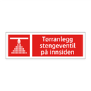 Tørranlegg stengeventil på innsiden