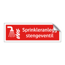 Sprinkleranlegg stengeventil