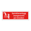 Sprinkleranlegg stengeventil på innsiden