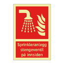 Sprinkleranlegg stengeventil på innsiden