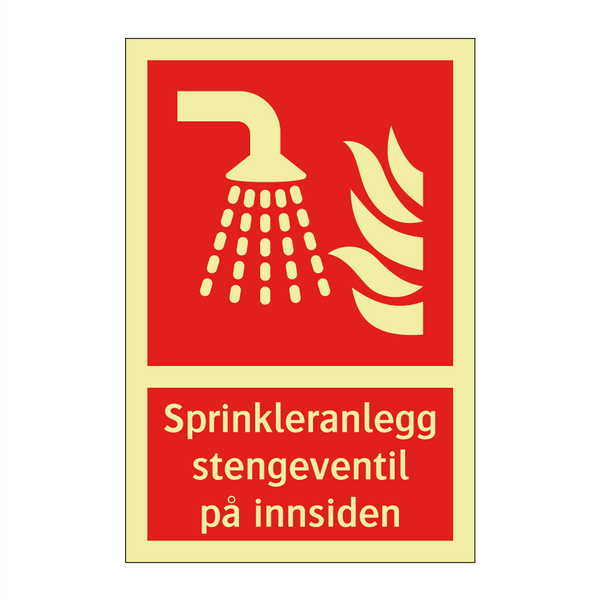 Sprinkleranlegg stengeventil på innsiden & Sprinkleranlegg stengeventil på innsiden