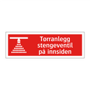 Tørranlegg stengeventil på innsiden