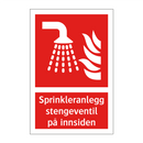 Sprinkleranlegg stengeventil på innsiden