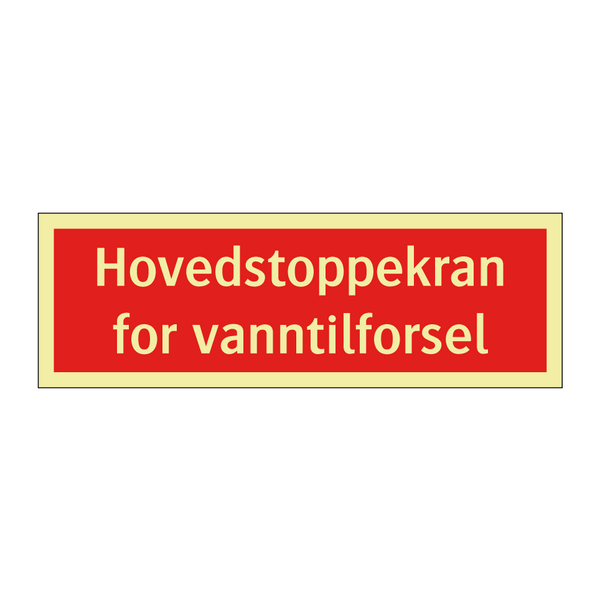 Hovedstoppekran for vanntilforsel