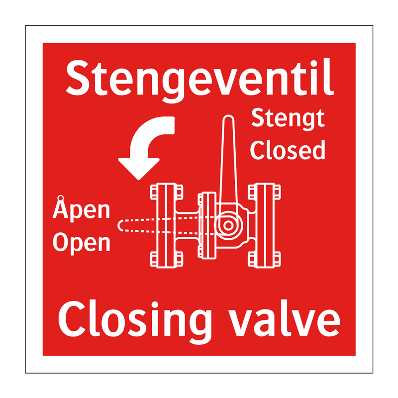 Stengeventil Closing valve & Stengeventil Closing valve & Stengeventil Closing valve
