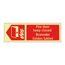 Fire door keep closed Branndør holdes lukket