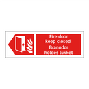 Fire door keep closed Branndør holdes lukket