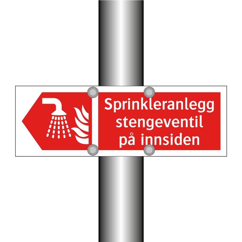 Sprinkleranlegg stengeventil på innsiden & Sprinkleranlegg stengeventil på innsiden