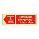 Tørranlegg stengeventil på innsiden