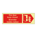 Fire door keep closed Branndør holdes lukket