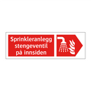 Sprinkleranlegg stengeventil på innsiden