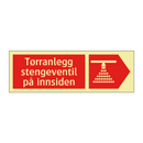 Tørranlegg stengeventil på innsiden