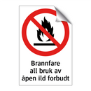 Brannfare all bruk av åpen ild forbudt