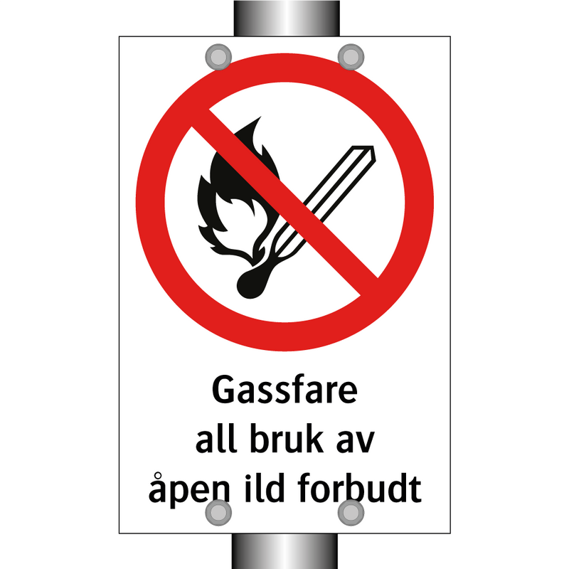 Gassfare all bruk av åpen ild forbudt