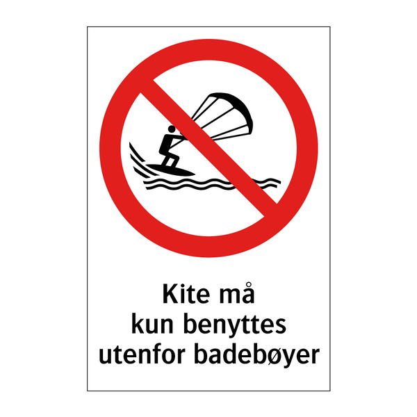 Kite må kun benyttes utenfor badebøyer & Kite må kun benyttes utenfor badebøyer