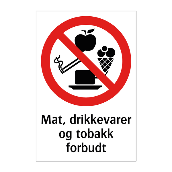 Mat drikkevarer og tobakk forbudt