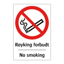 Røyking forbudt no smoking
