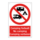 Camping forbudt No camping Camping verboten