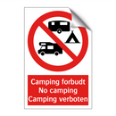 Camping forbudt No camping Camping verboten